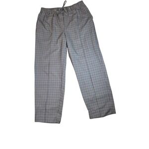 Brown Plaid Straight Leg High Rise Pull-On Pants Adjustable Waist L Ophelia Roe